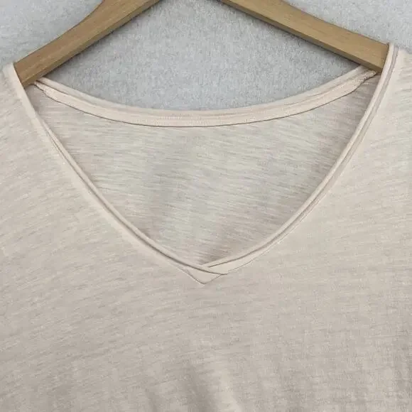 EILEEN FISHER Top M Slub Organic Cotton Jersey V-Neck Short Sleeve Light Pink - Picture 4 of 11